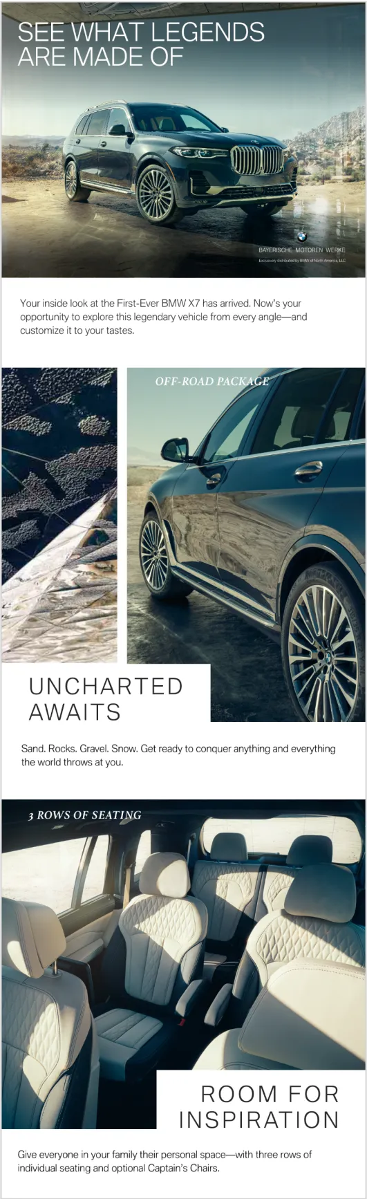 advertisement for a black BMW X7 SUV
